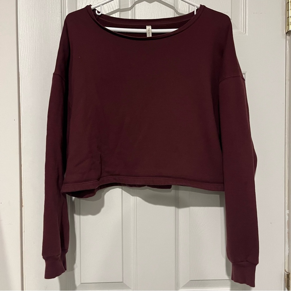 Babaton Aritzia Energia Cropped Sweatshirt Over-Sized Maroon